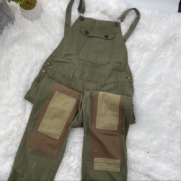 Billabong Denim - Billabong Patch Work Green Full Length Overalls